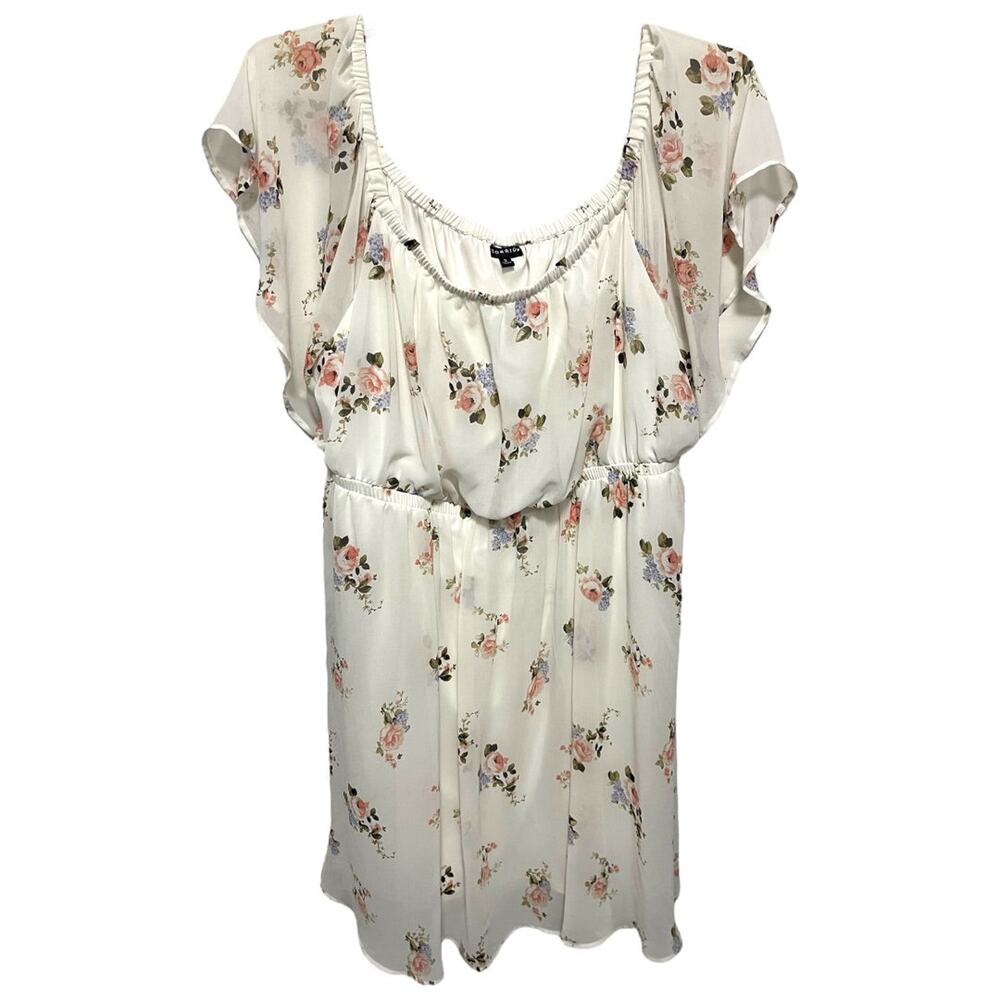 3X Torrid Lined Floral Flutter Sleeve Dress Blouson Style Off Shoulder